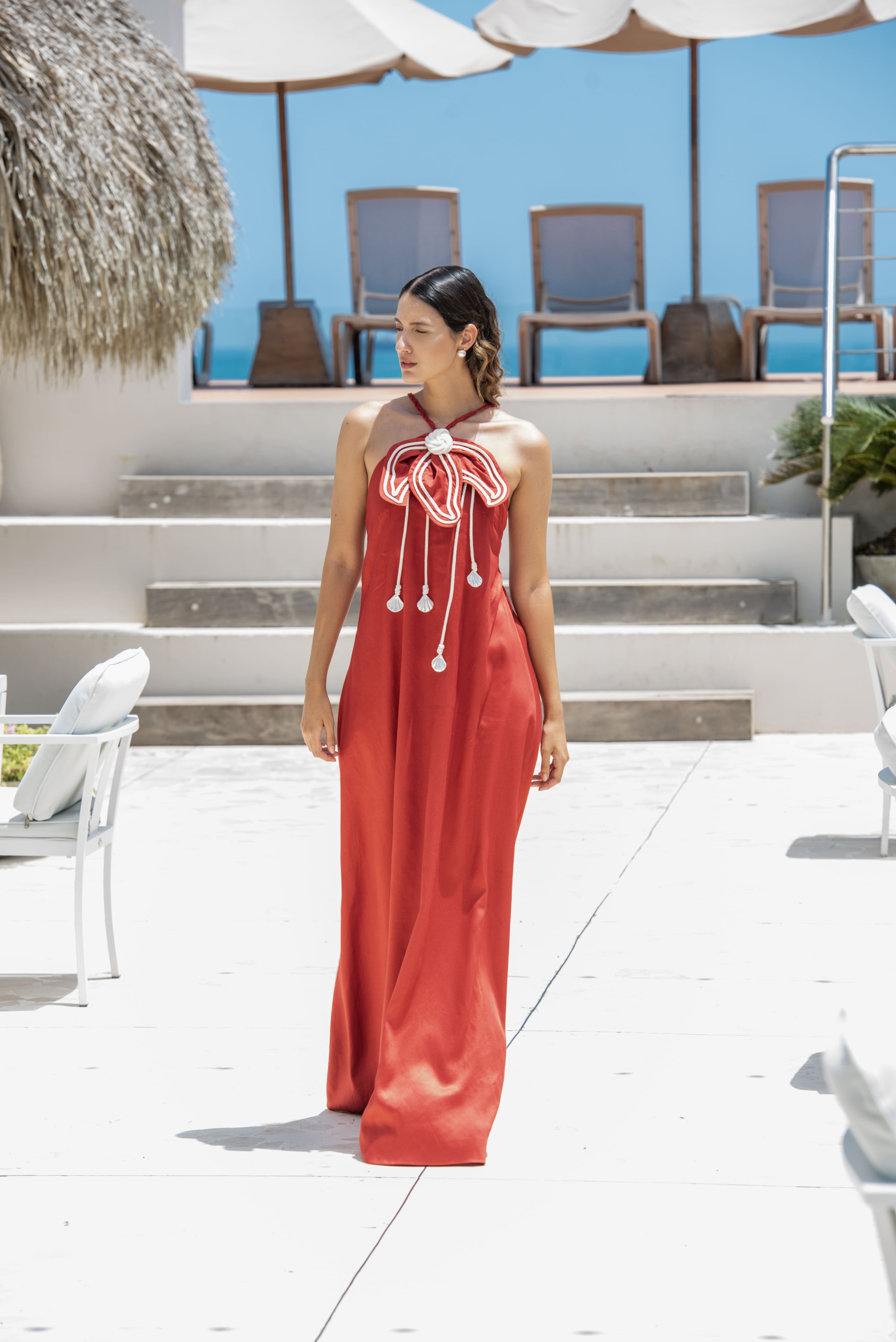 Aluna Vestido Rojo Quemado