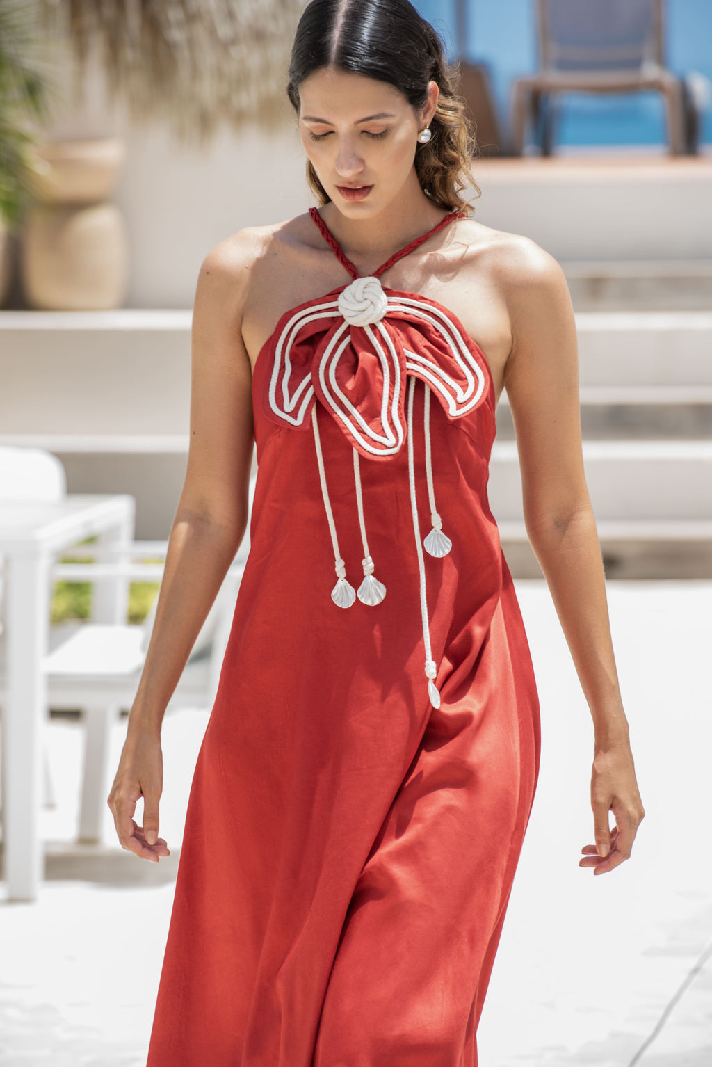 Aluna Vestido Rojo Quemado